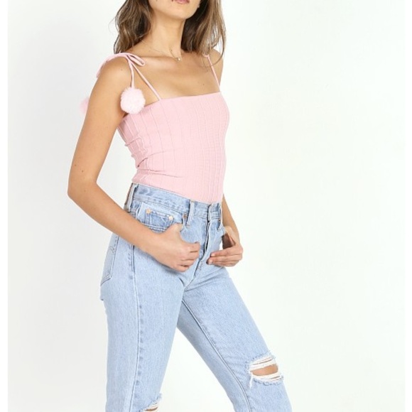 For Love & Lemons Bonbon Bodysuit Powder Pink Size XSmall XS Girly Fun Casual - Picture 1 of 13